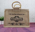 Reusable Shopping Bag,Wooden Handle Tote Folding Bag Jute Made In China Packing