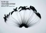 Millinery Supplies Striped Coque Feather Hand Fan 15x15cm Length