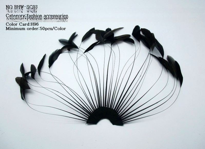Millinery Supplies Striped Coque Feather Hand Fan 15x15cm Length