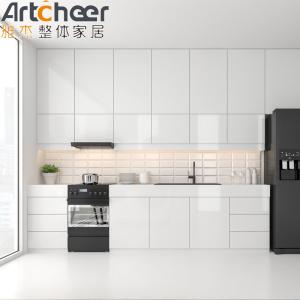 Quality Small Open Kitchen Modern Stylish I Shape White Kitchen Cabinet with Black High Cabinet wholesale