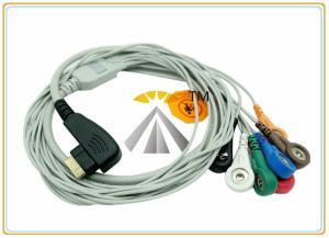 Quality DMS 300 3A 5 / 7 Leads Holter Ecg Lead Wires Snap AHA IEC TPU Material 19 Pin Connector wholesale