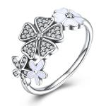 Rose Ring Sterling Silver Rose Flower Heart Ring Adjustable Open Ring Love