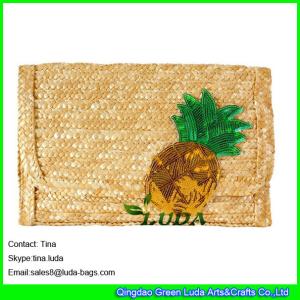 Quality LUDA latest designer handbags wheat retro sequin pineapple straw clutch wallet wholesale