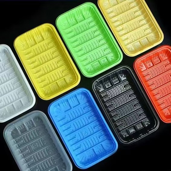 Customized Blister Frozen Food Tray Black Disposable Meat Trays Rectangular