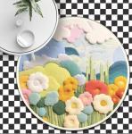 Circular Rainbow Children'S Room Carpet 3D Effect Cartoon Cloud Decorated Carpet
