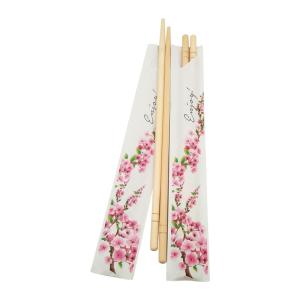 Quality Eco Friendly SGS Round Bamboo Chopsticks Printed Sleeves Disposable wholesale
