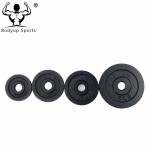 Black Painted Fitness Weight Plates Powder Coated Finish Free Weight Type
