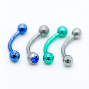 Quality Blue Crystal Gem Eyebrow Barbell Piercing Jewelry 316L Stainless Steel 8mm wholesale