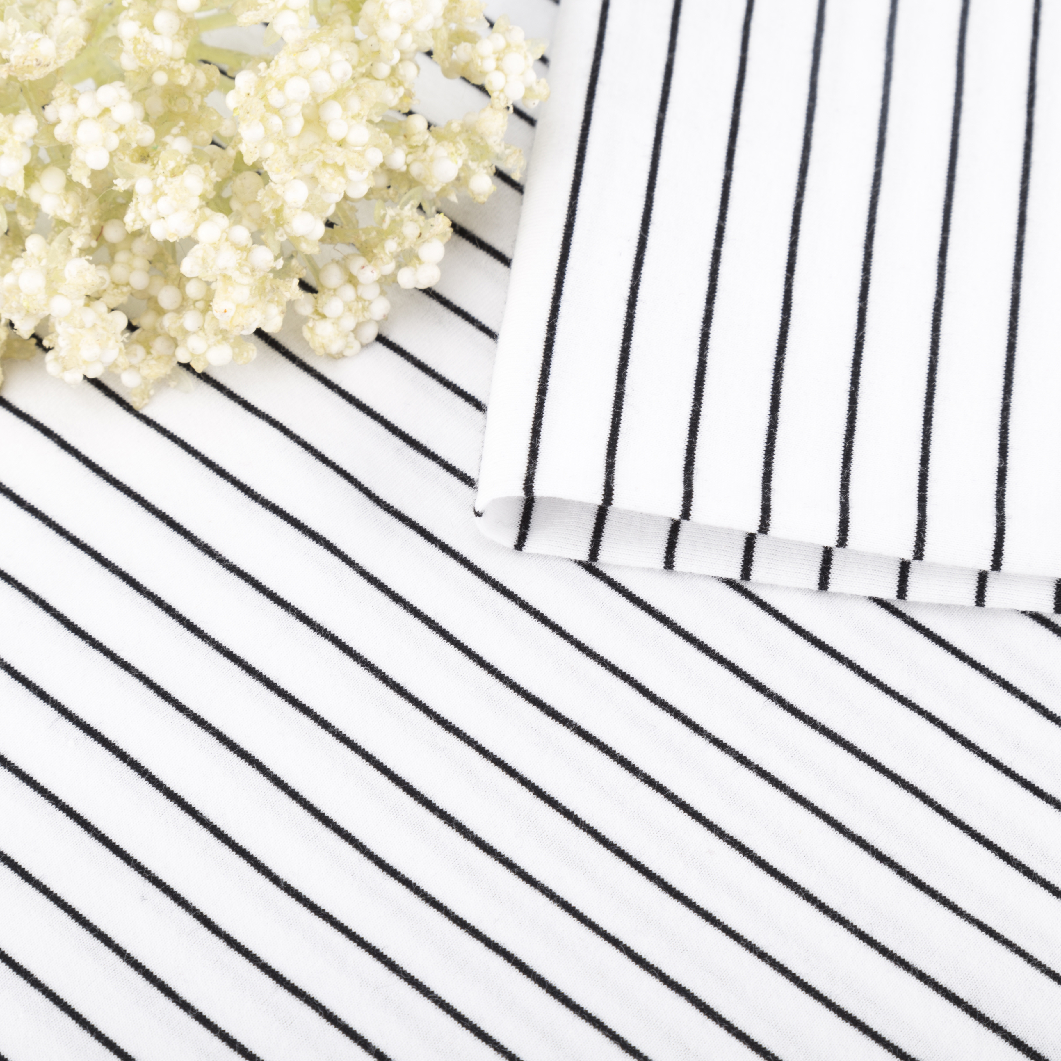 Tightly Woven Plain Jersey Striped Pure Cotton Fabric For Casual Wear