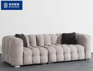 Quality BN Puff Cotton Milk Oil Style Furniture Fabric Sofa Chair Nordic Lamb Wool Straight Row Three Seat Soft Sofa wholesale