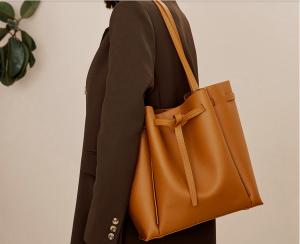 Quality PU Leather Brown Drawstring Bag ISO One Shoulder Messenger Bag wholesale