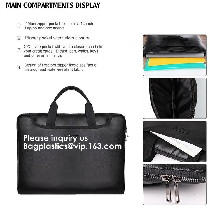 waterproof and fireproof resistant document bag,Lock Box Bag For Documents Money & Office Files Freproof Safe Bag with L