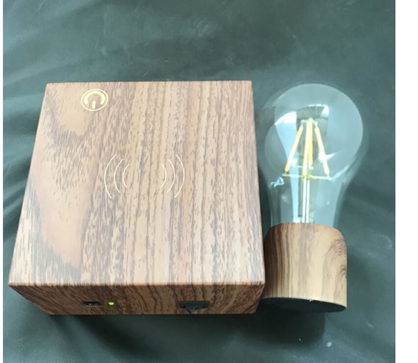 new wooden base wireless rechargable charger magnetic floating levitate flying led bulb lamp