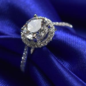 Quality 1.0 Ct Moissanite Jewelry White Gold Ring With Elegant Gift Box RD166 wholesale