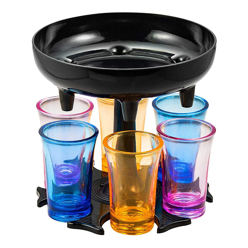 Customized Printing 6 Shot Glass Dispenser And Holder Bar Shot Dispenser With Sloga