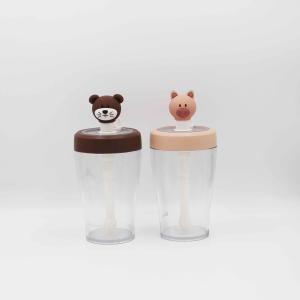 Quality 430ml Portable Reusable Tritan Straw Juice Water Bottle With Cartoon Lid wholesale