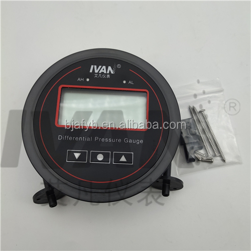 24V Power Supply Differential Pressure Switch with Gauge 4 Bits 0.8" Red LED Display