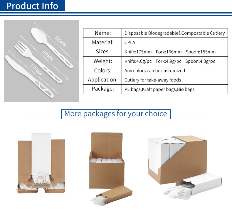 Food Grade Cornstarch CPLA Disposable Eating Utensils Biodegradable