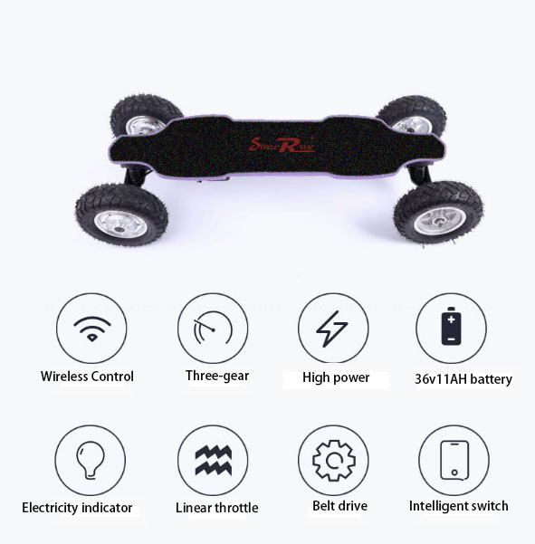 Inflatable Wheel Four Wheel Electric Skateboard Big Foot Large Power Motor
