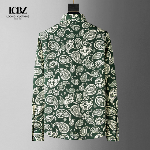 Stylish Men's Long Sleeve Shirt Casual Cotton Fabric with Letter Print in Large Size