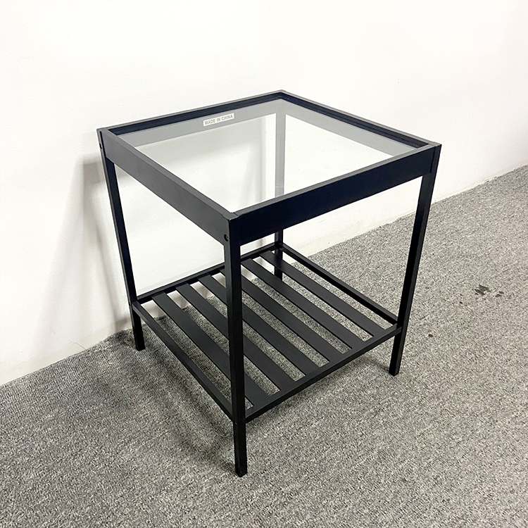 Iron Glass Bamboo Rattan Bedside Table Nightstand ODM