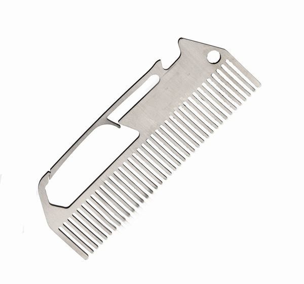 Custom cool innovative men gift, engrave logo stainless steel multi function beard comb bottle opener