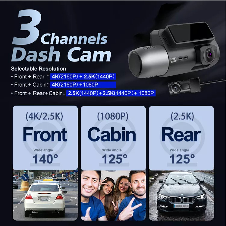 Car IPS 4K Wifi GPS 1080p Hd DVR Dashcam for Front And Rear Inside