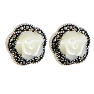 Quality 925 Silver Rosettes Mother of Pearl Stud Earrings (E014904W) wholesale