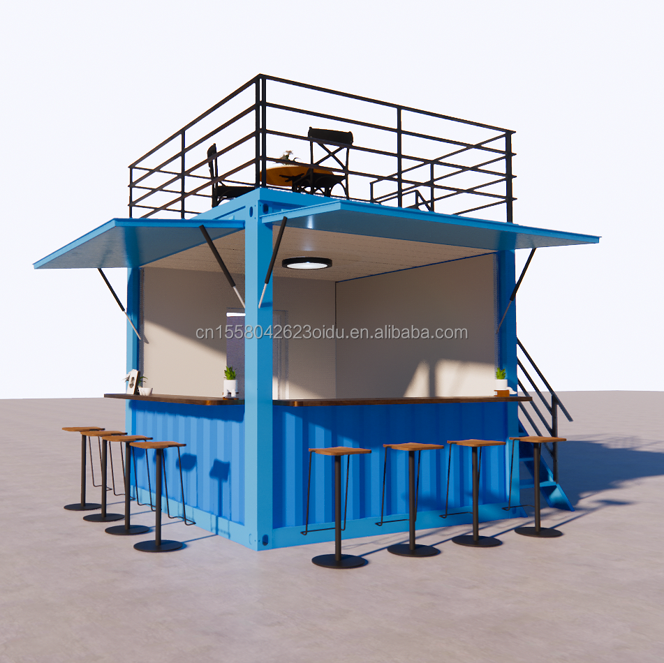 10ft Prefabricated Restaurant Shop Street Food Kiosk Container Pop Up Mobile Mini Shipping Container with Hotel Design