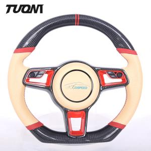 Quality Multicolor Leather Carbon Steering Wheel Custom Porsche Cayenne Macan 991 wholesale