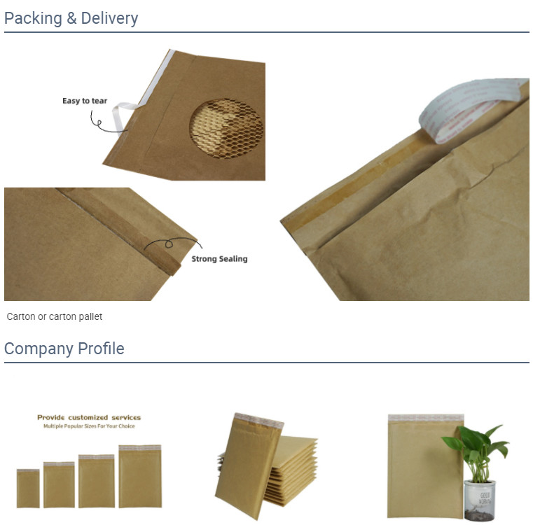 Recyclable Kraft Honeycomb Paper Padded Mailers Self Adhensive Tape
