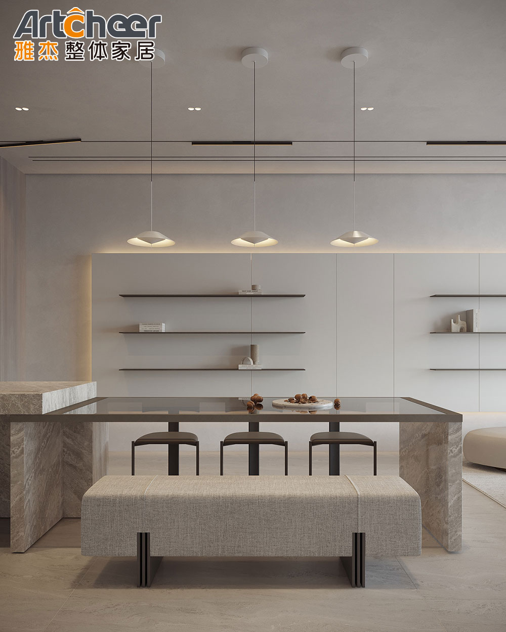Custom Size Solid Wood Luxury Design Home Kitchen Cabinet with Full Bullnose Countertop