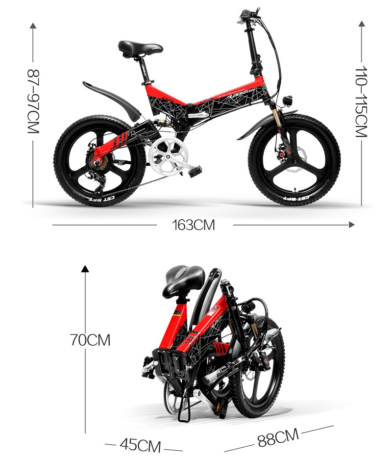 7 Speed Full Suspension Electric Bike , Shlmano 20 Inch Folding Electric Bicycle