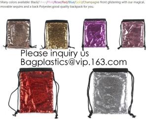 Quality Fashion Bling Sublimation Strapping Sequin Drawstring Backpack Bag,Glitter Mermaid Flip Sequin Bag Outdoor Shoulder Reversib wholesale