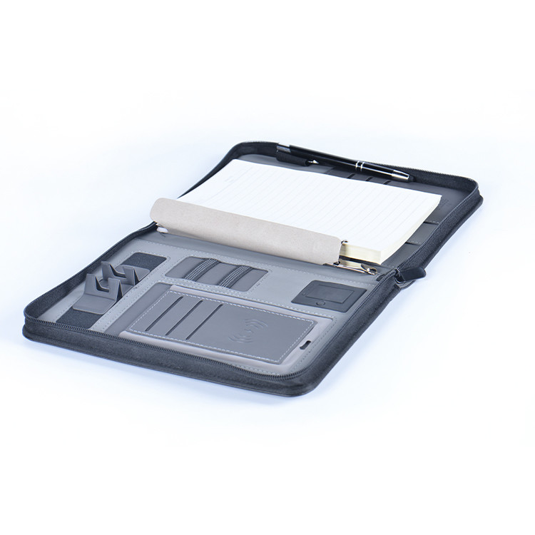 Portable Waterproof Binder Leather Business Padfolio Mobile Power Notebook
