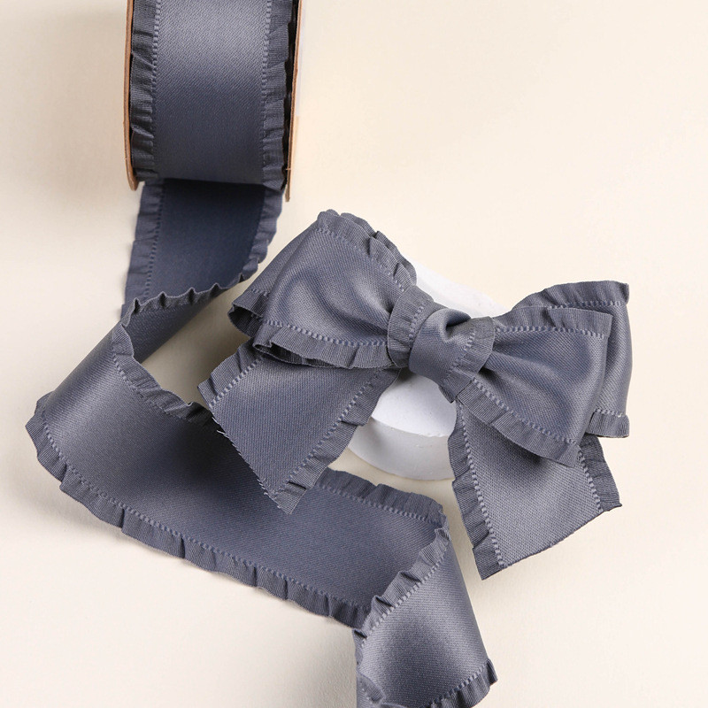 Wrinkle Edge Polyester Satin Ribbon 25mm-38mm Double Faced Satin Ribbon