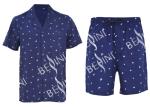 Anti Pilling Mens Luxury Sleepwear Woven Cotton Poplin Printed Pajamas Shorts