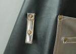 PU Leather Kitchen Cooking Apron Silver And Black Stitching Padded
