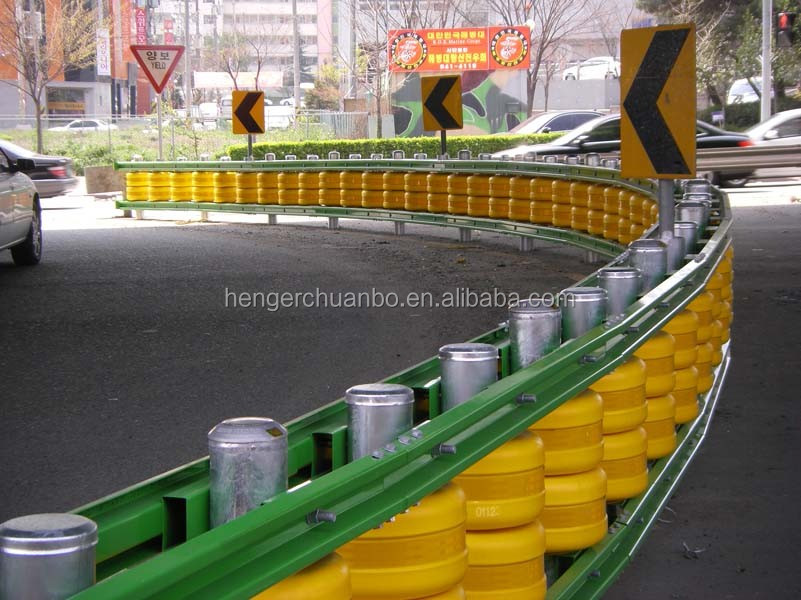 SB Certificated Yellow Highway Safety Roller Barrier Guardrail U Shape Frame