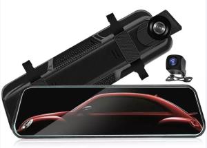 Quality 9.66 Inch Motion Activated Dashcam Full 2.5D Touch Screen Front Back Recording wholesale