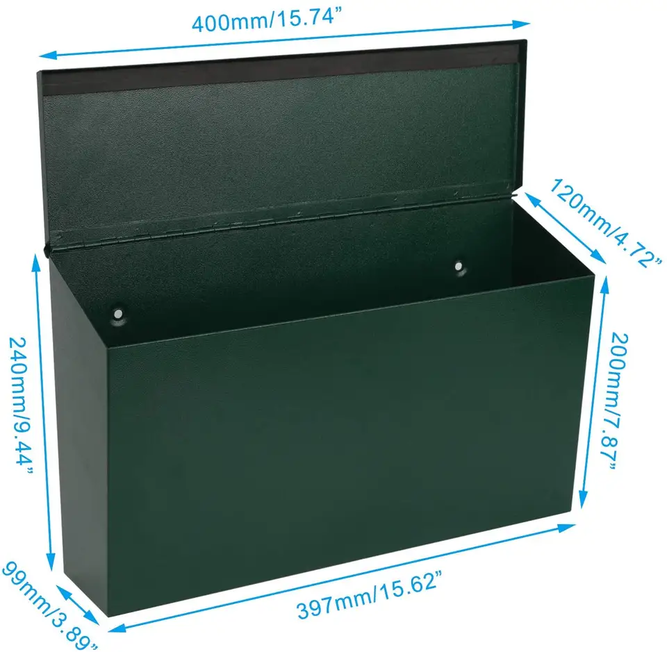 Outdoors Modern Design Large Wall-Mountable Mailbox Metal Mail Box 0.8mm Thickness