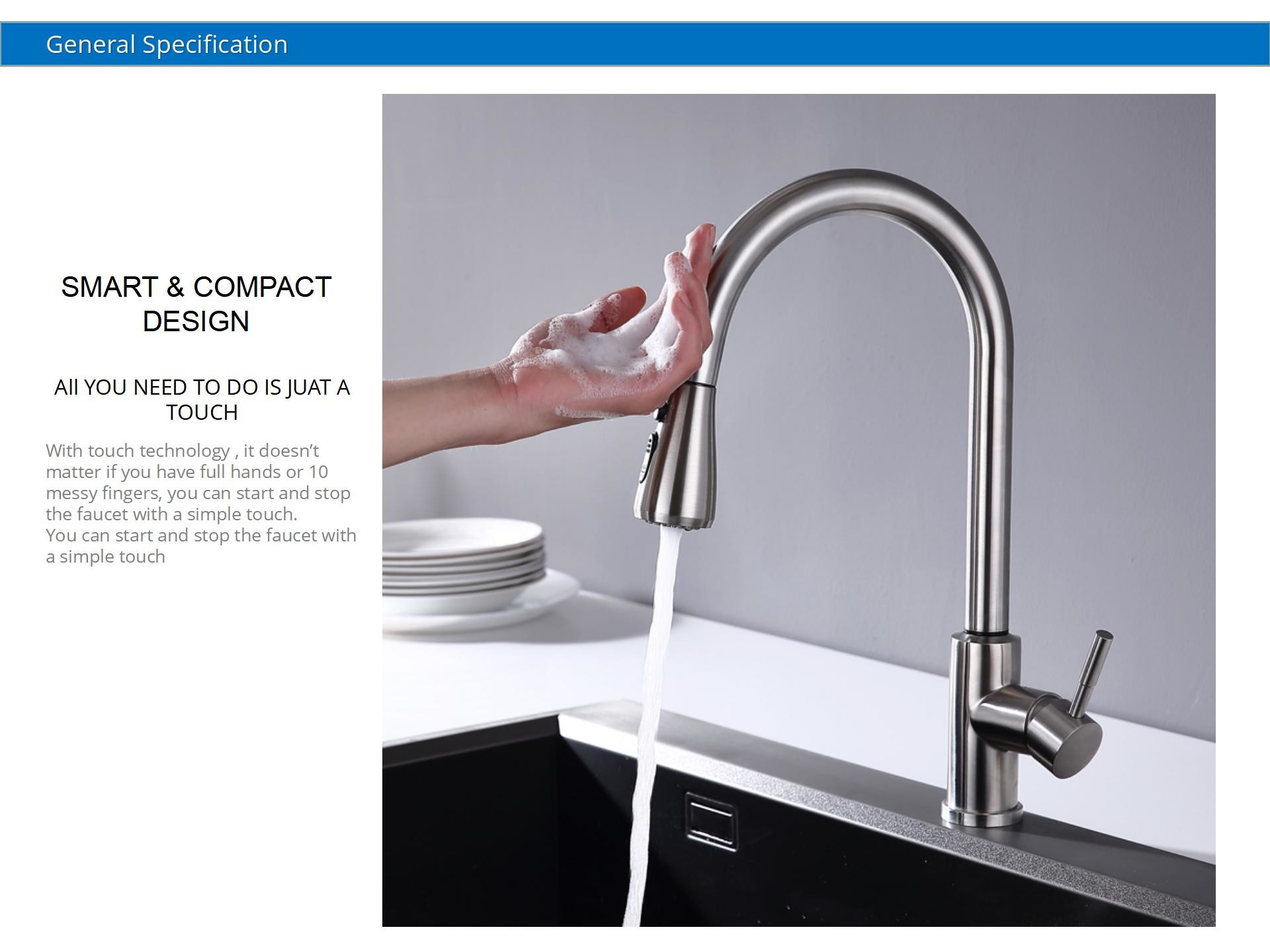 Solid Stainless Steel Gooseneck Faucet Single Handle CUPC Kitchen Sink Mixer Taps