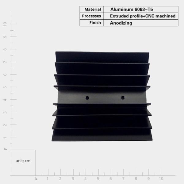 6000 Series Grade Aluminum Extrusion Heat Sink , Black Anodizing Aluminum