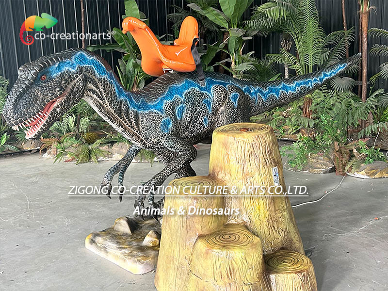 Ce Certified Animatronic Dinosaur Ride Velociraptor Ride 4m Length