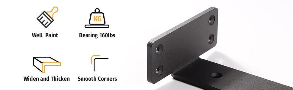 Black Powder Coated Shelf Stand Heavy Duty Floating Shelf Bracket for Kitchen Shelf