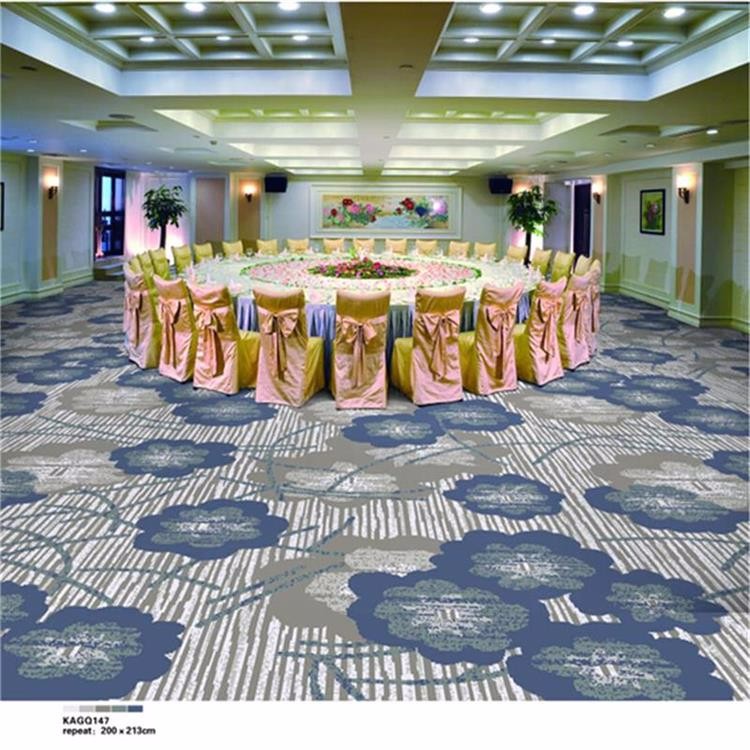 Luxury blue flower design 80%wool 20%nylon carpet for hotel