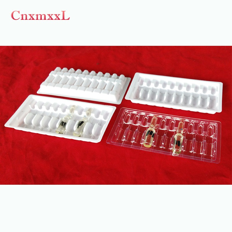 Vacuum Formed 0.2mm Thick Vial Blister Packaging Rectangular Clear Blister Tray