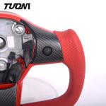 Yoke Shape Carbon Fiber Red Leather Steering Wheel Tesla Model 3 Y Custom Made