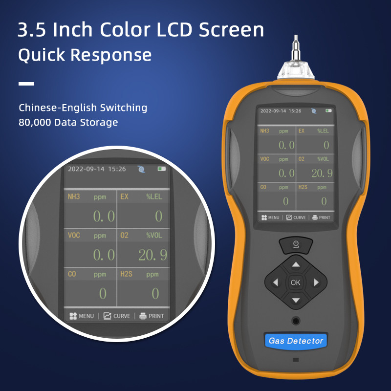 Multi Toxic Ex Gases Handheld Gas Analyzer VOCs Pump Suction Monitoring IP66