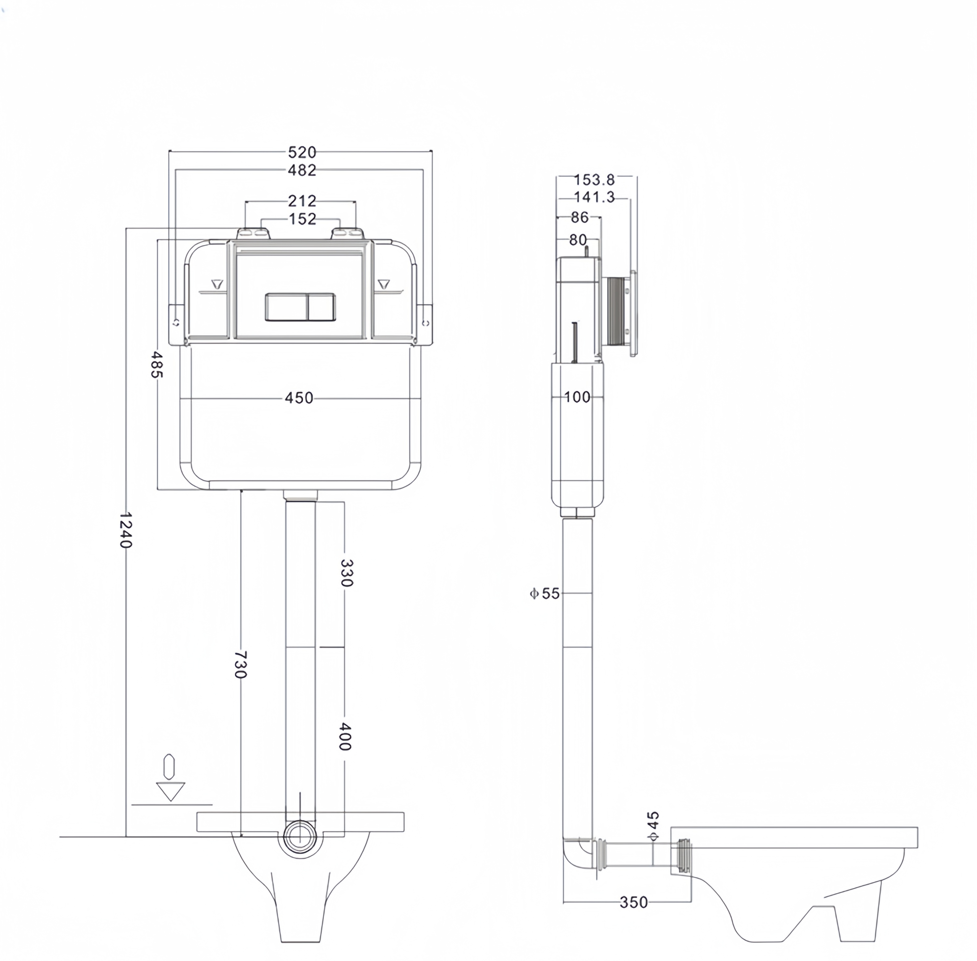 Conceal Tank Bracket Chaozhou OVS Modern Ceramic Toilet WC Dual-Flush Style with Frame